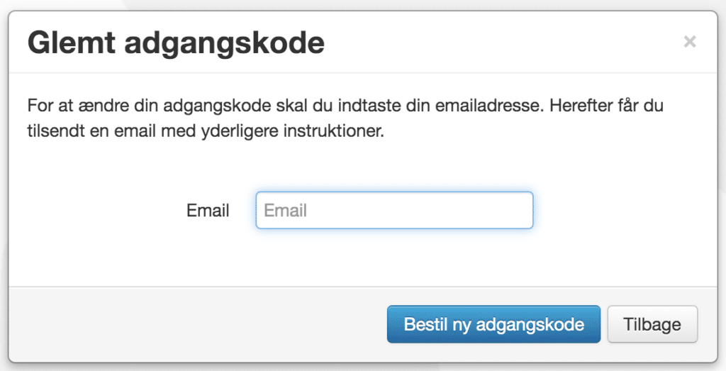 Har du glemt din adgangskode til Safeticket, skal du bare følge vejledningen.