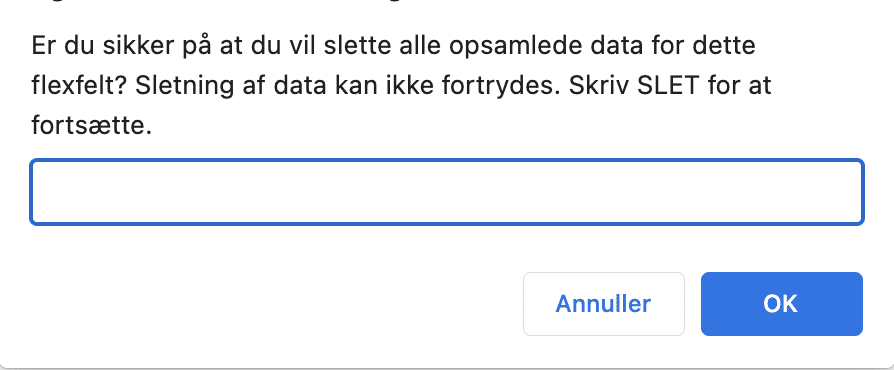 bekræft slet data