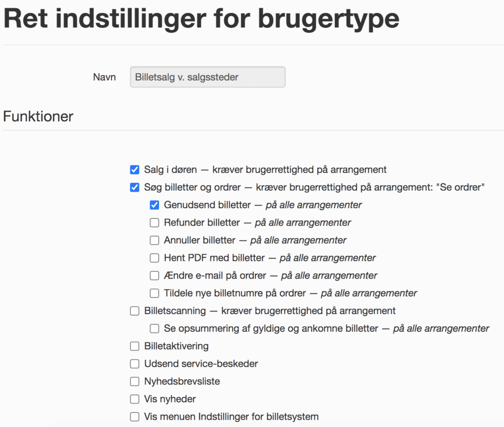 Sæt indstillingerne for brugertypen