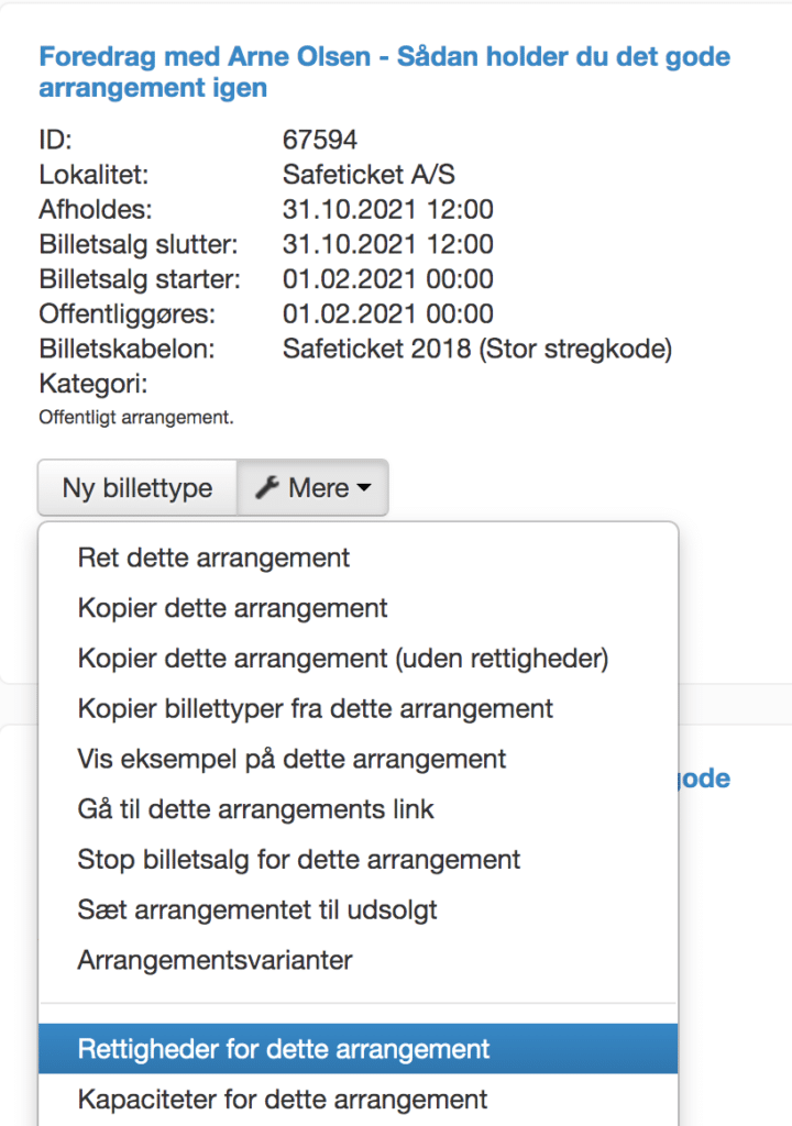 Opsæt rettigheder til salgssteders bruger